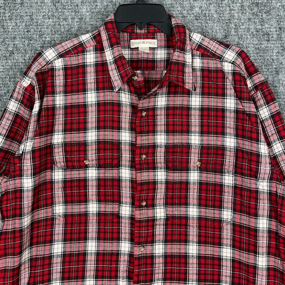 Banana Republic Shirt Mens XL Flannel Button-Down Long-Sleeve Heavyweight Red - Picture 2 of 11